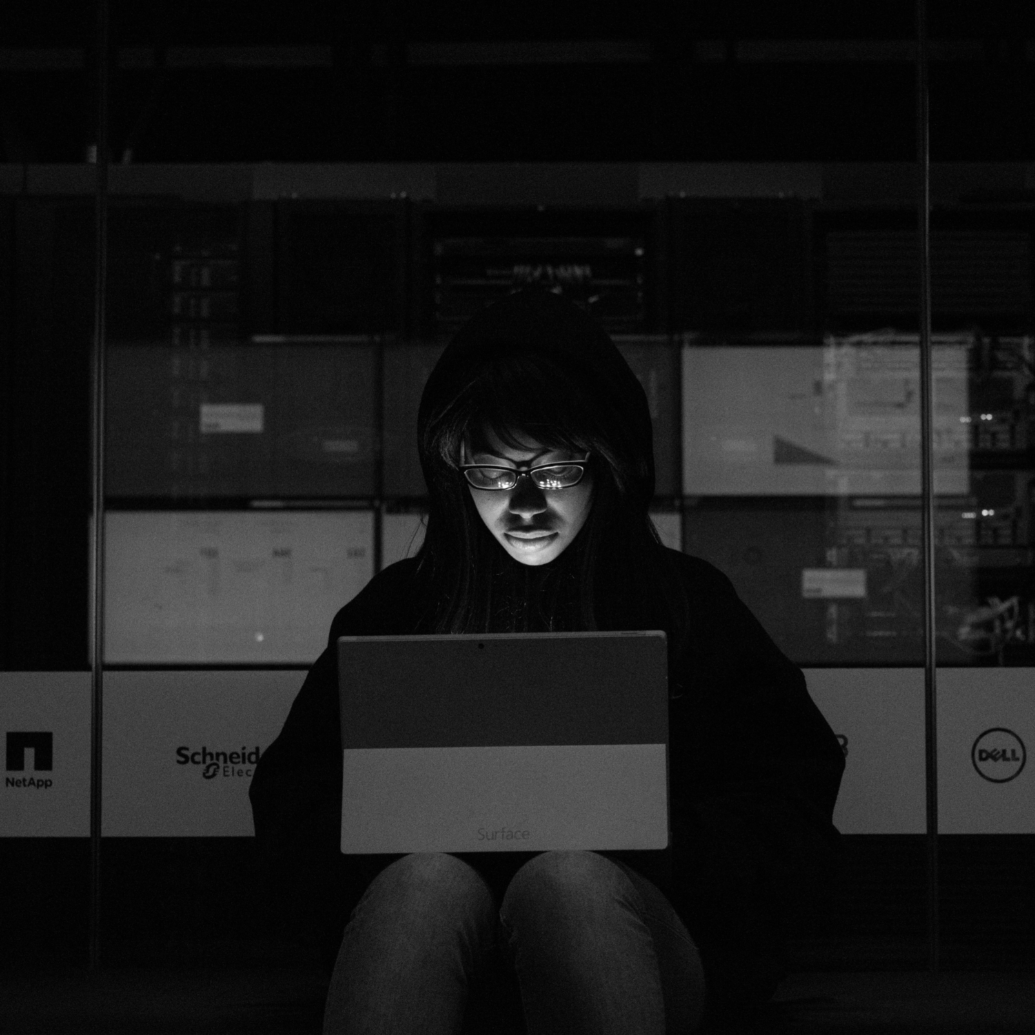 Analyst working at night